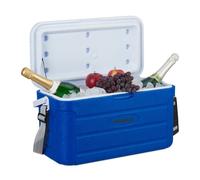 Relaxdays glacière 20 L, Petite glacière Portable, Ceinture & poignée, sans électricité, 29 x 52,5 x 26,5 cm, Bleu