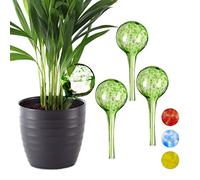 Relaxdays Globes d’arrosage Lot de 4, Distributeur Eau, Irrigation Plantes et Fleurs, Outil de Bureau, Ø 6 cm, 75 ML, Verre, Vert