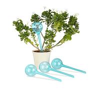 Relaxdays Globes d’arrosage Plastique, Lot de 4, Distributeur Eau Plantes 2 semaines Pot Fleurs 250 ML, Bleu Clair