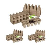 Relaxdays Godets semis, Lot de 72, Culture pour 720 Plants, Papier, HxLxP: 5,5x22x8,5cm, Nature