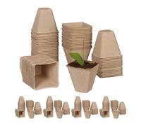 Relaxdays Godets semis, lot Pratique de 400, carré, HLP 8 x 8 x 8 cm, Pots de Jardinage en Papier, Nature