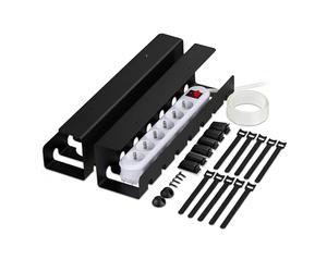 Relaxdays Goulottes de câbles pour Bureau, Gestion, 2 pièces, 10 x 43 x 10 cm, Noir
