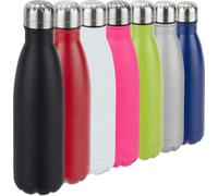 Relaxdays Gourde inox bouteille eau acier inoxydable 0,5 litre isotherme froid chaud, noir