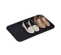 Relaxdays Grand bac à Chaussures, Lot de 8, avec Forme, pour Couloir, Armoire, Voiture, égouttoir Contre saleté 3x60x40 cm, Noir