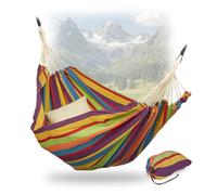 Relaxdays Hamac en Coton, LxP : 150x190 cm, avec kit de Fixation, Jusqu’à 300 kg, transportable, XXL, Multicolore