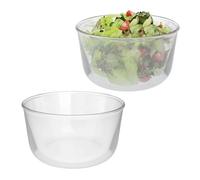 Relaxdays Grand saladier en Verre, lot Pratique de 2, capacité : 1,6 l, pour la Cuisine, Transparent