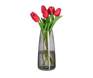 Relaxdays Grand Vase décoratif, pour Vos Fleurs, en Verre, Dimensions H x D : 21,5 x 10 cm, Gris