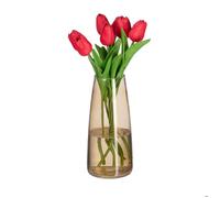 Relaxdays Grand vase décoratif pour vos fleurs en verre dimensions H x D : 21 5 x 10 cm marron