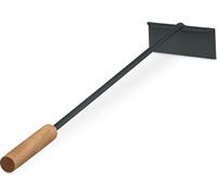 Relaxdays Gratte-Cendres, Manche en Bois, métal, 53 cm, pour Barbecue, cheminée & Four, Noir/Naturel