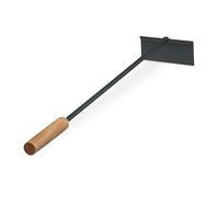 Relaxdays Gratte-Cendres, Manche en Bois, métal, 53 cm, pour Barbecue, cheminée & Four, Noir/Naturel