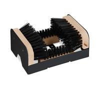 Relaxdays Gratte-pieds avec brosses sur 3 côtés, paillasson d'extérieur, poils robustes, fixation au sol, noir/nature