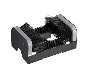 Relaxdays Gratte-Pieds avec brosses Tout Autour, paillasson d'extérieur, Poils Robustes, Fixation au Sol, Noir/Gris