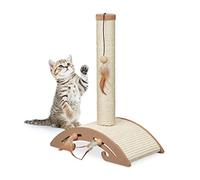 Relaxdays Griffoir Chat, HxLxP : 52x42x22 cm, Tronc à gratter, Jouet intégré, pour l’intérieur, Tronc en sisal, Marron