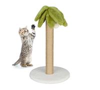 Relaxdays Griffoir pour chat en forme de palmier, HxD : env. 54x31 cm, tronc à gratter en lin, avec balle, multicolore