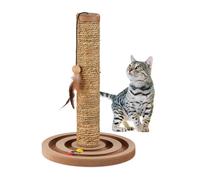 Relaxdays Griffoir pour Chats, HxD : 45x30 cm, Tronc à gratter interactif, Ficelle en herbier Marin, avec Jouet, Marron