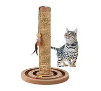 Relaxdays Griffoir pour Chats, HxD : 45x30 cm, Tronc à gratter interactif, Ficelle en herbier Marin, avec Jouet, Marron