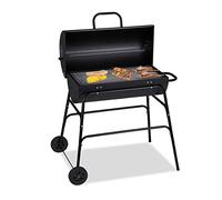Relaxdays Grill à charbon XXL, chariot de grill avec couvercle, aération réglable, stable,HlP: 96,5 x 103 x64,5 cm noir