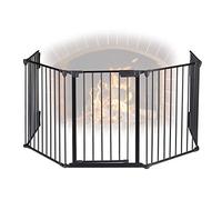 relaxdays Grillage Protection cheminée, 5 éléments, pour Enfants, en Acier, avec Porte, 75 cm, Noir