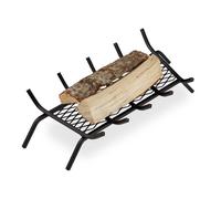 relaxdays 10028778_60 acier, HxlxP 17x69x34 cm porte-bûches solide, bois de cheminée, grill, support pieds, noir, 17 x 69 x 34 cm