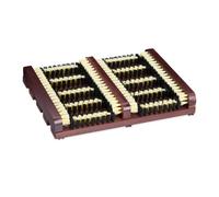 Relaxdays Grille Gratte-Pieds en Bois, antidérapant, brosses en Plastique, pour intérieur et extérieur, Marron foncé