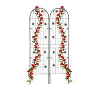 Relaxdays Grilles tuteur Plantes, Lot de 2, HxL 200x50 cm, Treillis Autonome pour Fleurs, à Planter, en métal, Noir