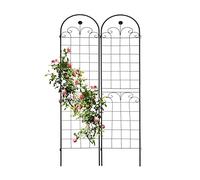 Relaxdays Grilles tuteur Plantes, Set de 2, HxL 180x50 cm, Treillis Autonome pour Fleurs, à Planter, en métal, Noir