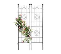 Relaxdays Grilles tuteur Plantes, Set de 2, HxL 183x46 cm, en métal, Treillis Autonome pour Fleurs, à Planter, Noir