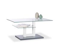 Relaxdays, Gris Basse en Verre Rectangulaire Plateau Vitré Petite Surface Table de Salon Originale HLP 45x100x60cm, 45 x 100 x 60