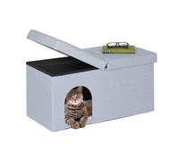 Relaxdays Grotte grise pour chat avec couvercle