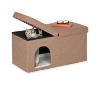 Relaxdays Grotte marron pour chat avec couvercle