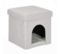 Relaxdays Grotte pour Chat et Petit Chien, Tabouret Pratique, Lieu de Refuge, H x L x P : 38,5 x 37 x 37 cm, Beige