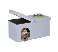 Relaxdays Grotte pour Chat Pratique, Banc Robuste, cachette, H x L x P : env. 38,5 x 74,5 x 37 cm, intérieur, Grise