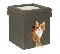 Relaxdays Grotte pour Chats et Petits Chiens, Refuge, cachette à 2 étages, HLP : 44 x 38 x 38 cm, intérieur, Grise