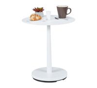 Relaxdays Guéridon, Acier, Bois, H x D : 56 x 45 cm, Table d’appoint de Salon, Console Ronde au Design Moderne, Blanc