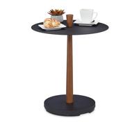 Relaxdays Guéridon, Acier, Bois, H x D : 56 x 45 cm, Table d’appoint de Salon, métal Style Industriel, Noir/Marron