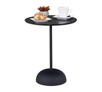 Relaxdays Guéridon, Table d’appoint Ronde, H x D : 48,5 x 40 cm, métal et MDF, Console de Salon Moderne, Noir