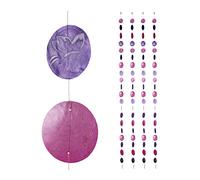 Relaxdays Guirlande de Nacre, Lot de 4, fenêtre, Balcon, Porte, Rideau de séparation, 180 cm, Papillon, Rose-Violet