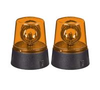Relaxdays Gyrophare 2 pièces, réflecteur Rotatif, lumière LED Orange/Noir, 11.5x9.5x9.5 cm, Piles incluses