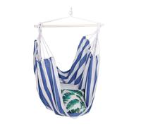 Relaxdays Hamac, coton, siège suspendu pour intérieur & extérieur, 150 kg, enfants & adultes, bleu - blanc