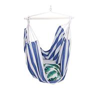 Relaxdays Hamac, Coton, siège Suspendu pour intérieur & extérieur, 150 kg, Enfants & Adultes, Bleu - Blanc