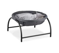 Relaxdays Hamac pour chat, lit surélevé, HxLxP : 25 x 44 x 42 cm, couchage chaton, maille filet, gris foncé/noir