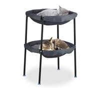 Relaxdays hamac pour Chats, 2 étages, Fauteuil Suspendu surélevé, HLP : 59x41x43 cm, lit Double pour Chats, Gris et Noir