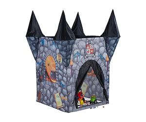 Relaxdays- Haunted Castle Play Tent, Spooky Playhouse for Girls Boys, Age 3 and Up, HxWxD: 132 x 110 x 110 cm, Grey Jeu Enfants Château hanté Filles et garçons Pliable 3 Ans, 10022463, Gris