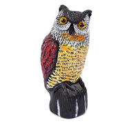 Relaxdays Hibou Anti-Oiseaux en Plastique, Base Stable, 40x18x16cm, Jardin et Balcon, Noir/Rouge