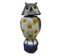 Relaxdays Hibou Anti-Oiseaux, tête Mobile, Plastique, Gris/Blanc