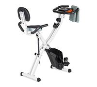 Relaxdays Home Trainer Vélo 120 kg pliable avec bras et dossier, écran, système de freinage magnétique, vélo de fitness, noir