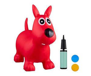 Relaxdays Hopping Dog, Air Pump Included, Up to Free, Space Hopper Chien ballon sauteur cheval avec pompe gonflable jouet jeux enfant animaux 50 kg sans BPA, 10024990_47, rouge, 50 x 26 x 60 cm