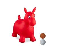 Relaxdays Hopping Horse, Air Pump Included, Up to 50 kg, BPA-Free, Space Hopper Ballon Sauteur Cheval Jouet Jeux Enfant Animaux, Rouge, 10024991_47, 48 x 26 x 58 cm