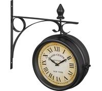 relaxdays Horloge de gare double face en noir