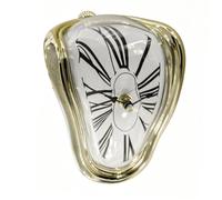 Relaxdays Horloge de Table Style Dalí, Design fondu incurvé doré, pour Bords de Table et d'étagère, à Piles